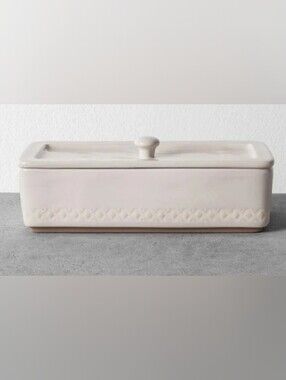 Hearth & Hand Magnolia Bathroom Tray + Lid Cream Farmhouse Country Stoneware